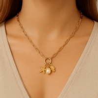 Goudkleurige ketting met verwisselbare bedels &acirc;&euro;&ldquo; 45 cm - Dames