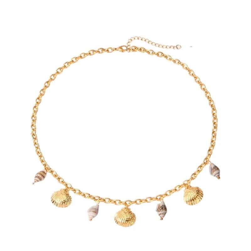 Goudkleurige damesketting met echte schelpen &acirc;&euro;&ldquo; 40+5 cm - Dames