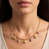 Goudkleurige damesketting met echte schelpen &acirc;&euro;&ldquo; 40+5 cm - Dames