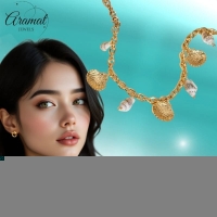 Goudkleurige damesketting met echte schelpen &acirc;&euro;&ldquo; 40+5 cm - Dames