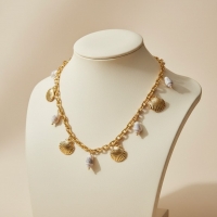 Goudkleurige damesketting met echte schelpen &acirc;&euro;&ldquo; 40+5 cm - Dames