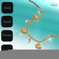 Goudkleurige damesketting met echte schelpen &acirc;&euro;&ldquo; 40+5 cm - Dames