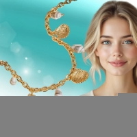 Goudkleurige damesketting met echte schelpen &acirc;&euro;&ldquo; 40+5 cm - Dames