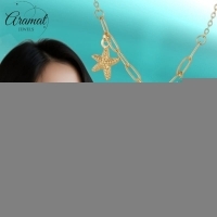 Goudkleurige damesketting met schelp & zirkonia &acirc;&euro;&ldquo; 40+5 cm - Dames