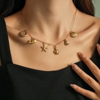 Goudkleurige damesketting met zee-bedels &acirc;&euro;&ldquo; 40+5 cm - Dames