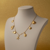 Goudkleurige damesketting met zee-bedels &acirc;&euro;&ldquo; 40+5 cm - Dames