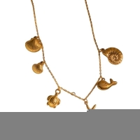 Goudkleurige damesketting met zee-bedels &acirc;&euro;&ldquo; 40+5 cm - Dames