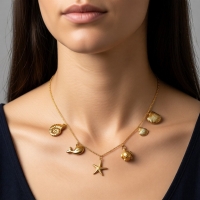 Goudkleurige damesketting met zee-bedels &acirc;&euro;&ldquo; 40+5 cm - Dames