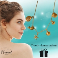 Goudkleurige damesketting met zee-bedels &acirc;&euro;&ldquo; 40+5 cm - Dames