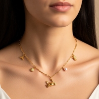 Goudkleurige damesketting met zee-bedels &acirc;&euro;&ldquo; 45 cm - Dames