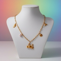 Goudkleurige damesketting met zee-bedels &acirc;&euro;&ldquo; 45 cm - Dames