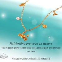 Goudkleurige damesketting met zee-bedels &acirc;&euro;&ldquo; 45 cm - Dames