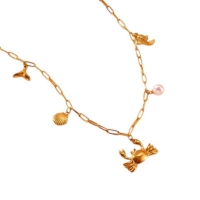 Goudkleurige damesketting met zee-bedels &acirc;&euro;&ldquo; 45 cm - Dames