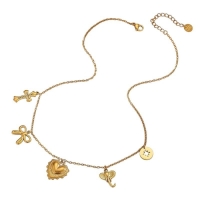 Goudkleurige damesketting met kristal en bedels - Dames