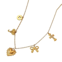 Goudkleurige damesketting met kristal en bedels - Dames