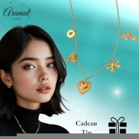 Goudkleurige damesketting met kristal en bedels - Dames