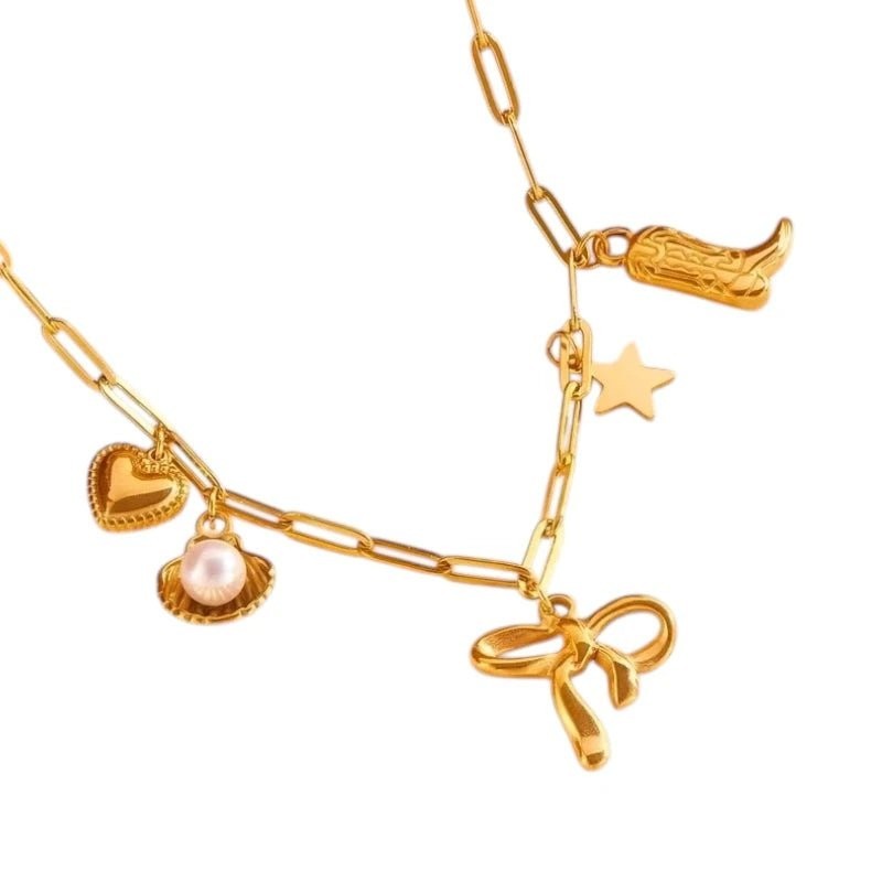 Goudkleurige damesketting met speelse bedels &acirc;&euro;&ldquo; 45+5 cm - Dames