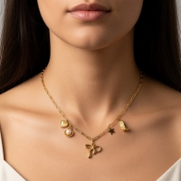 Goudkleurige damesketting met speelse bedels &acirc;&euro;&ldquo; 45+5 cm - Dames