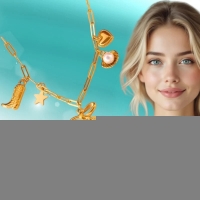 Goudkleurige damesketting met speelse bedels &acirc;&euro;&ldquo; 45+5 cm - Dames