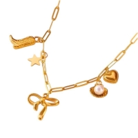 Goudkleurige damesketting met speelse bedels &acirc;&euro;&ldquo; 45+5 cm - Dames