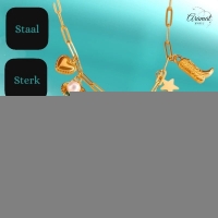 Goudkleurige damesketting met speelse bedels &acirc;&euro;&ldquo; 45+5 cm - Dames