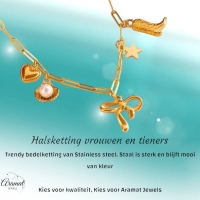 Goudkleurige damesketting met speelse bedels &acirc;&euro;&ldquo; 45+5 cm - Dames