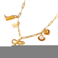 Goudkleurige damesketting met speelse bedels &acirc;&euro;&ldquo; 45+5 cm - Dames