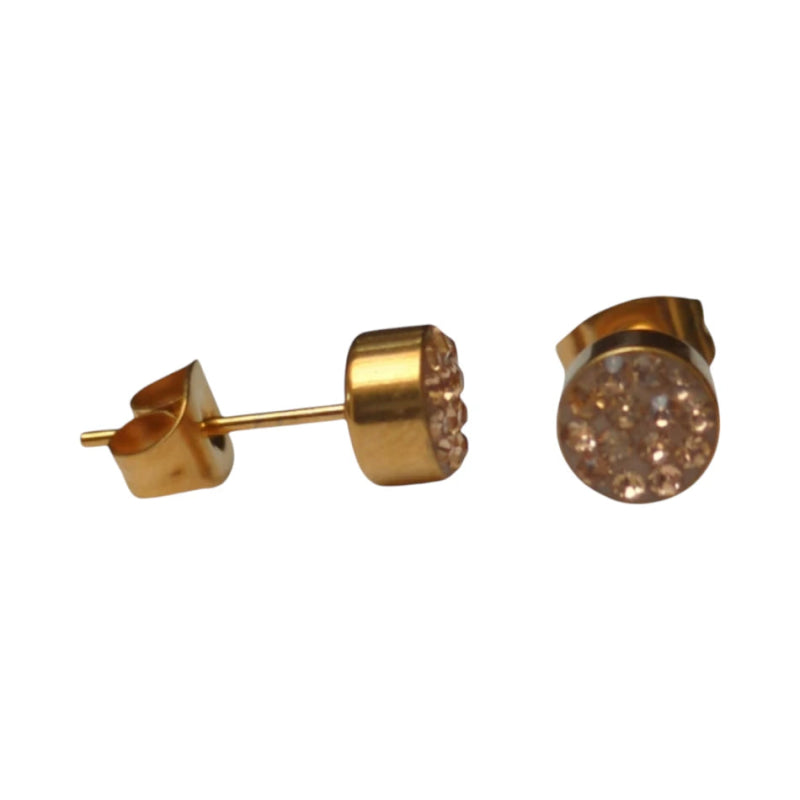 Champagne kristallen oorstekers 6 mm &acirc;&euro;&ldquo; goudkleurig - Dames
