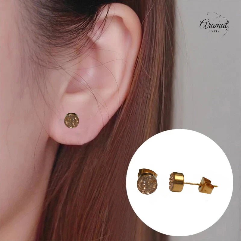 Champagne kristallen oorstekers 6 mm &acirc;&euro;&ldquo; goudkleurig - Dames