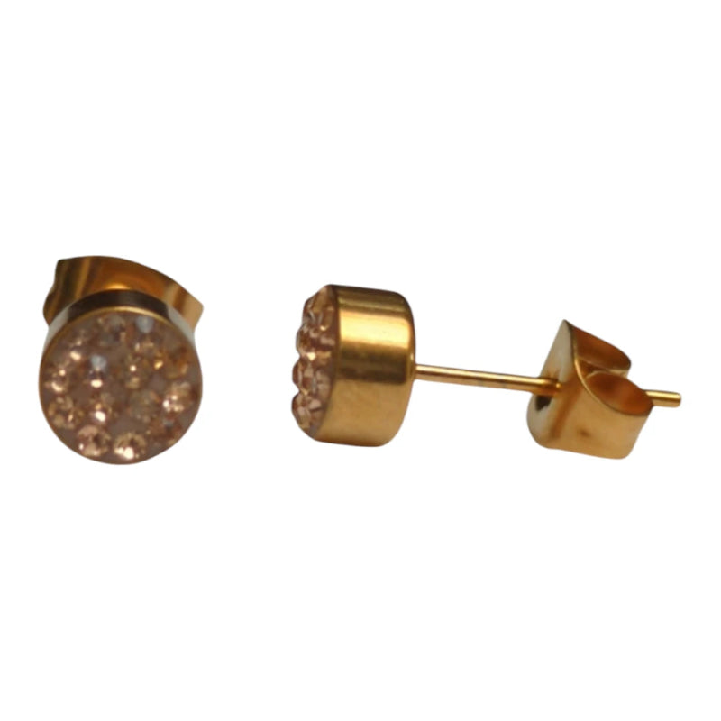 Champagne kristallen oorstekers 6 mm &acirc;&euro;&ldquo; goudkleurig - Dames