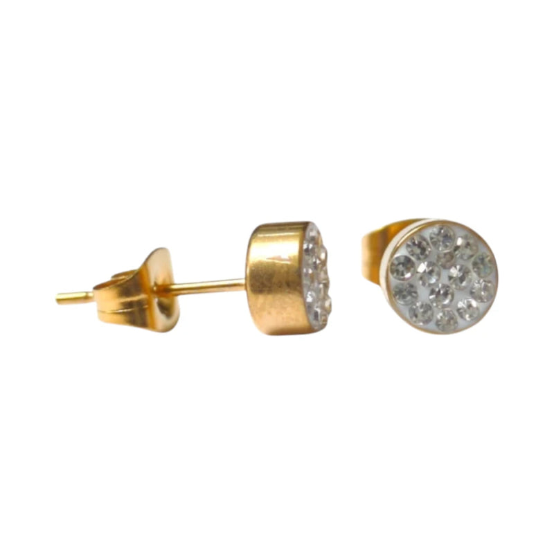 Transparante kristallen oorstekers 6 mm &acirc;&euro;&ldquo; goudkleurig -