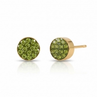 Olijfgroene kristallen oorstekers 6 mm &acirc;&euro;&ldquo; goudkleurig -