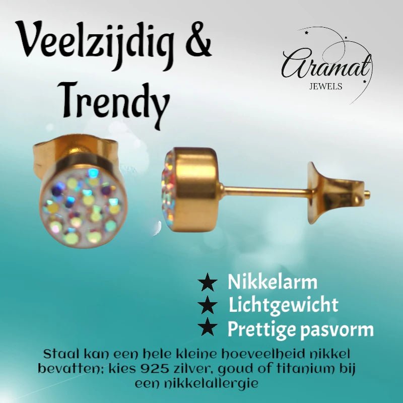 AB transparante oorstekers 6 mm &acirc;&euro;&ldquo; multicolor glans -