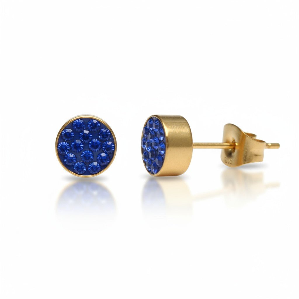 Donkerblauwe kristallen oorstekers 6mm -