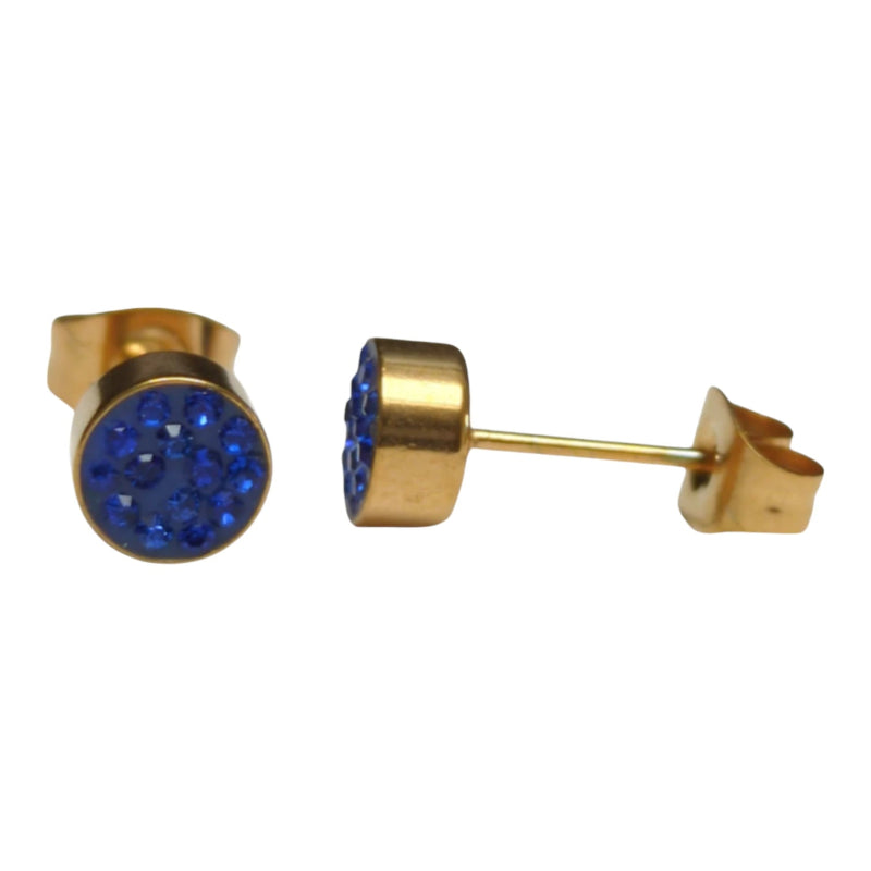 Donkerblauwe kristallen oorstekers 6mm -