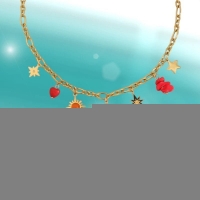 Goudkleurige bedel ketting met zon, hart & natuursteen - Dames