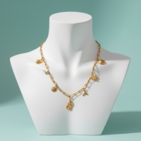 Goudkleurige ketting met parel & dolfijn bedels - 40cm - Dames
