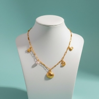 Goudkleurige bedelketting met parel & zeethema - Dames