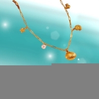 Goudkleurige bedelketting met parel & zeethema - Dames