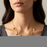 RVS Goudkleurige bedelketting &acirc;&euro;&ldquo; parel & natuursteen - Dames