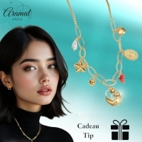 RVS Goudkleurige bedelketting &acirc;&euro;&ldquo; parel & natuursteen - Dames