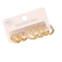 Stainless steel oorringenset &acirc;&euro;&ldquo; goudkleurig &acirc;&euro;&ldquo; 2x rond + 1x zesh