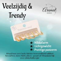 Goudkleurige stainless steel oorringen set &acirc;&euro;&ldquo; 2x rond + 1x vierkant &acirc;&euro;&