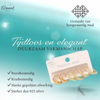Goudkleurige stainless steel oorringen set &acirc;&euro;&ldquo; 2x rond + 1x vierkant &acirc;&euro;&