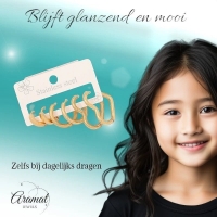 Goudkleurige stainless steel oorringenset &acirc;&euro;&ldquo; 2x rond + 1x hart &acirc;&euro;&ldquo
