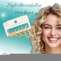Goudkleurige stainless steel oorringenset &acirc;&euro;&ldquo; 2x rond + 1x hart &acirc;&euro;&ldquo
