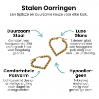 Goudkleurige stainless steel druppelvormige oorringen met bolletjesmotief &acirc;&euro;&ldquo; 33 mm