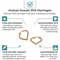 Goudkleurige stainless steel druppelvormige oorringen met bolletjesmotief &acirc;&euro;&ldquo; 33 mm