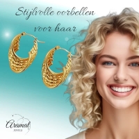 Goudkleurige Stalen Oorringen &acirc;&euro;&ldquo; 6-in-1 design &acirc;&euro;&ldquo; 30x25 mm -
