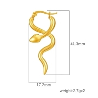 Goudkleurige stainless steel slangen oorringen glad&acirc;&euro;&ldquo; 42mm -